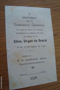 Postales: RECUERDO CULTOS VIRGEN DE GRACIA CARMONA SEVILLA 1942. MARIANO ARCE